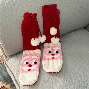 Nick & Nora Red Knit Santa Slipper Socks